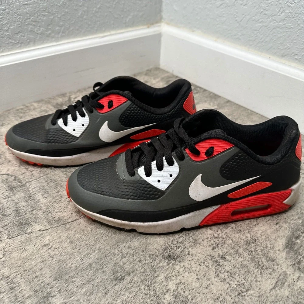 Nike Air Max 90 G Golf Shoes Black Anthracite Chile Red‎ CU9978-002 Mens